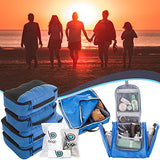 Travel Organizer Set for Luggage & Suitcase - Packing Cubes, Toiletry, Shoe Bags (Blue)