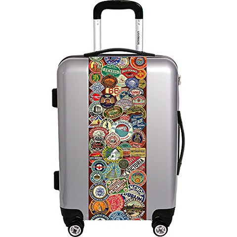 Ugo Bags Travel Stickers By Gary Grayson 31" Luggage (Silver)