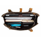ECOSUSI High Density Canvas Real Leather Business Messenger Briefcase Laptop Bag Fit 15.6" Laptop