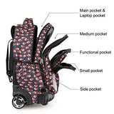 HollyHOME Rolling Backpack 18 inch Students Multifunction Waterproof Wheeled Large Storage