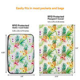 Miami CarryOn RFID Protected Wallet and Passport Cover Set - Prevent Identity Theft (Tropical Pineapples)