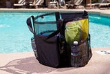 X-Large Carryall Mesh Family Beach Gym Bag Tote (Black)