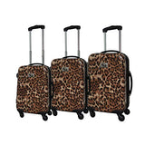 Chariot 3-Piece Hardside Lightweight Spinner Upright Luggage Set, Pink Leopard