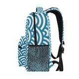 Stylish Japanese Inspired Waves Backpack- Lightweight School College Travel Bags, ChunBB 16" x 11.5" x 8"