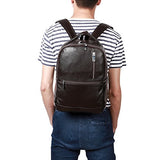 BOSTANTEN Leather Laptop Backpack Shoulder School Camping Travel Casual Bag Daypack for Men Coffee
