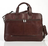 Tony Perotti Italian Cow Napoli Laptop Zip-Around Double Compartment Leather Briefcase, Brown