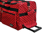 "E-Z Roll" 30" Fashionable Polka Dots Rolling Duffel Bag with 3 Colors (Red/Black Dots)