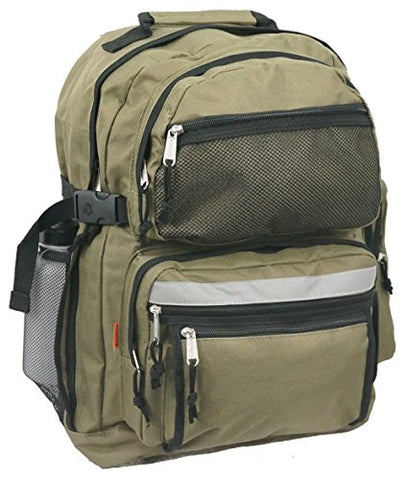 K-Cliffs Large Bookbag Student School Book Bags Big Emergency Backpack Reflective Stripe, Olive