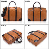 Banuce Vintage Genuine Oil-waxed Leather Briefcase for Men Business Attache Case Tote 14 inch