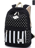 S Kaiko Canvas Backpack School Bakcpack For Women And Men Polka Dots And Stripe School Bag