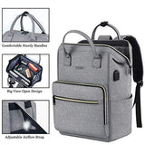 Laptop Backpack for Women Men, Travel Backpack for 15.6 Inch Laptop with RFID Pocket USB Charging Port, College School Backpack Bookbag Water Resistant Carry on Bag for Office/Teacher/Work,Grey