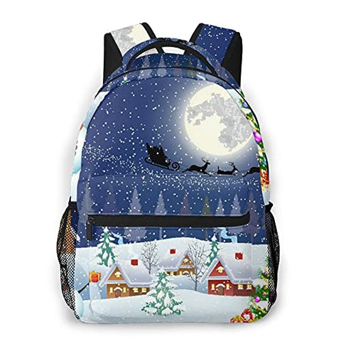 Multi leisure backpack,Christmas Winter Season Snowman Christmas Tre, travel sports School bag for adult youth College Students