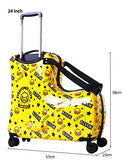 AO WEI LA OW Cute Unisex Kids Ride on Suitcase Travel Trolley Case Spinner Carry on Luggage with Wheels suggest fits to kids aged 3-6 years old(Yellow/01, 20 Inch)