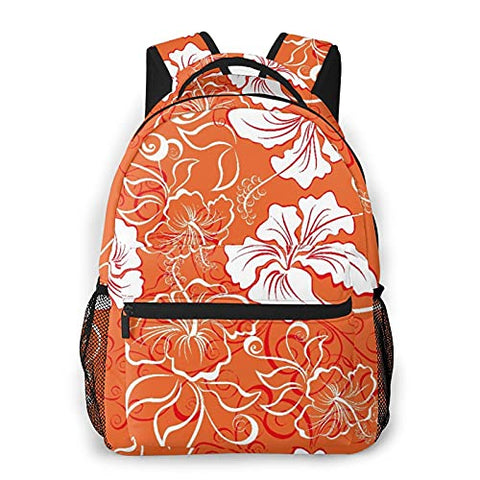 Casual Backpack,Hawaiian Tropical Climate Hibiscus Flowe,Business Daypack Schoolbag For Men Women Teen