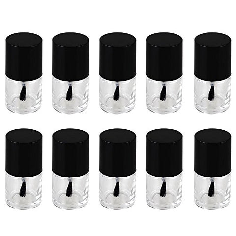 BQLZR Black and Transparent 10ml Empty Glass Nail Polish Bottles Blushers With Black Dull Polish
