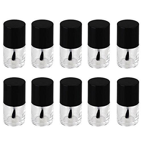 BQLZR Black and Transparent 10ml Empty Glass Nail Polish Bottles Blushers With Black Dull Polish