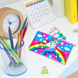 4PCS Unicorn Backpack for Girls, 16" Sequin Kids Bookbag and Lunch Box