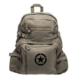 World War 2 Military Jeep Star Army Sport Heavyweight Canvas Backpack Bag in Olive & Black, Large
