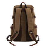 ABage Men's Canvas Rucksack Large Vintage School Travel Backpack for 15" Laptop, Khaki