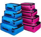 8 Set Packing Cubes, Travel Luggage Bags Organizers Mixed Color Set(rose/blue)