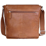 Hidesign Fred Leather Business Laptop Messenger Cross Body Bag, Tan