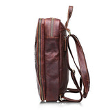 Sealinf Men'S Crocodile Pattern Cowhide Backpack Shoulder Bag (Dark Brown)