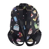 Damara Womens Faux Leather Enlarge Metal Signature Plaque Backpack,Black-B