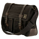 Damndog Haversack 16.5" Canvas Flapover Messenger Bag - Tar Black