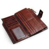 Sealinf Large Capacity Men'S Leather Clutch Handbag Checkbook Wallet Phone Holder (Brown)
