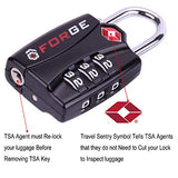 Forge TSA travel luggage Locks 4 Pack Open Alert Indicator,Zinc Alloy Body, Easy Read Dials, black,