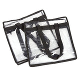 Stadium Approved Clear Plastic Tote Bags with Handles (11.75 x 11.5 x 5.75 In, 2 Pack)