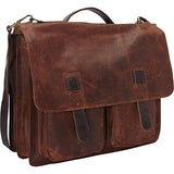 Sharo Leather Bags Vintage Two Toned Executive Messenger Briefcase (Two-Tone