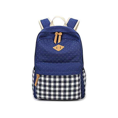 S Kaiko Grid Pattern Canvas Backpack School Backpack For Women And Men School Bag Daypack