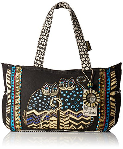 Laurel Burch Medium Tote With Zipper Top, Spotted Cats