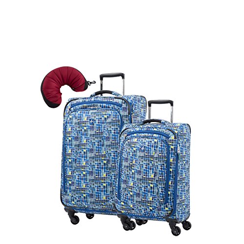 Atlantic Ultra Lite 4 | 21 And 24-Inch Expandable Spinners, Travel Pillow (Watercolor Blue)