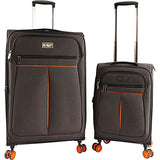 ORIGINAL PENGUIN Luggage Colfax 2 Piece Set Expandable Suitcase with Spinner Wheels, Black Crosshatch/Orange