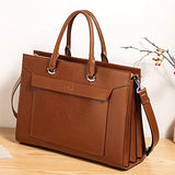 CLUCI Leather Briefcase for Women Vintage Laptop 15.6 Inch Slim Large Business Ladies Work Shoulder Bag Oil Wax Brown