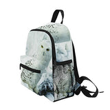 GIOVANIOR Cute White Owl Snow Travel School Backpack for Boys Girls Kids