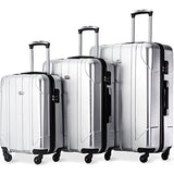 Merax 3 Piece P.E.T Luggage Set Eco-Friendly Light Weight Spinner Suitcase(Silver)