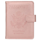 GDTK Leather Passport Holder Cover Case RFID Blocking Travel Wallet (Rose Gold)