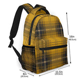 Multifunctional Casual Backpack,Yellow Scottish Tartan Plaid Pattern,Adult Teens College Double Shoulder Pack Travel Sports Bag Computer Notebooks
