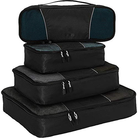 eBags Packing Cubes for Travel - 4pc Classic Plus Set - (Black)