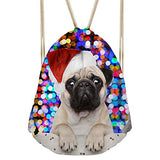 Bigcardesigns Drawstring Backpack Christmas Dog Rucksack Shoulder Outdoor Bag