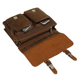 Polare Mens Full Grain Leather 15.6'' Removeable Laptop Compartment Briefcase Messenger Bag Satchel