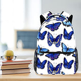 LORVIES Beautiful Blue Fly Butterfly Pattern Lightweight School Classic Backpack Travel Rucksack for Girls Women Kids Teens