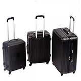 New Black 3 Pcs Luggage Travel Set Bag Abs Trolley Suitcase