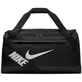 Nike Brasilia Duffel Bag, Black/Black/White, Medium