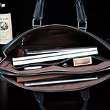 Bostanten Leather Briefcase Shoulder Cross-Body Laptop Business Bag For Men & Women Blue Cross