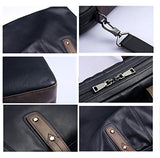Saierlong New Mens Blue Genuine Leather Briefcase Shoulder Laptop Business Bag