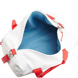 Sailor Bags Round Duffel With Blue Straps, Medium, White/Blue